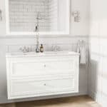 Landhaus-Badezimmermöbel 120 cm in All White mit Doppel-Keramikwaschtisch und 2 Schubladen