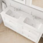 Klassischer Waschtischunterschrank 140 cm in All White mit Keramikwaschtisch und 2 Schubladen