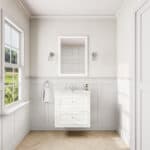 Klassischer Waschtischunterschrank 70 cm in All White mit Keramikwaschtisch und 2 Schubladen