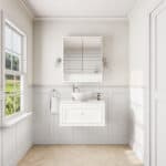 All White klassisches Badezimmermöbel 80 cm im Landhausstil mit Aufsatzwaschbecken