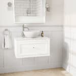 All White klassisches Badezimmermöbel 80 cm im Landhausstil mit Aufsatzwaschbecken