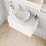 All White klassisches Badezimmermöbel 80 cm im Landhausstil mit Aufsatzwaschbecken