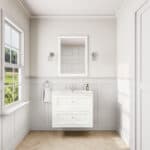 Klassischer Waschtischunterschrank 80 cm in All White mit Keramikwaschtisch und 2 Schubladen