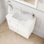 Klassischer Waschtischunterschrank 80 cm in All White mit Keramikwaschtisch und 2 Schubladen