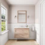 Klassischer Waschtischunterschrank 100 cm in Setting Plaster mit Keramikwaschtisch und 2 Schubladen