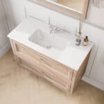Klassischer Waschtischunterschrank 100 cm in Setting Plaster mit Keramikwaschtisch und 2 Schubladen