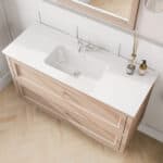 Klassischer Waschtischunterschrank 120 cm in Setting Plaster mit Keramikwaschtisch und 2 Schubladen