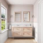 Klassischer Waschtischunterschrank 140 cm in Setting Plaster mit Keramikwaschtisch und 2 Schubladen
