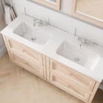 Klassischer Waschtischunterschrank 140 cm in Setting Plaster mit Keramikwaschtisch und 2 Schubladen