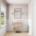 Klassischer Waschtischunterschrank 70 cm in Setting Plaster mit Keramikwaschtisch und 2 Schubladen