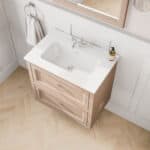Klassischer Waschtischunterschrank 70 cm in Setting Plaster mit Keramikwaschtisch und 2 Schubladen