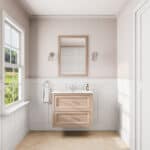 Klassischer Waschtischunterschrank 80 cm in Setting Plaster mit Keramikwaschtisch und 2 Schubladen