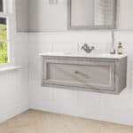 Manor House Grey klassisches Badezimmermöbel 100 cm mit Keramikwaschtisch im Landhausstil
