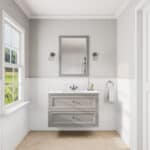 Klassischer Waschtischunterschrank 100 cm in Manor House Grey mit Keramikwaschtisch und 2 Schubladen