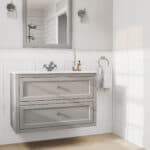 Klassischer Waschtischunterschrank 100 cm in Manor House Grey mit Keramikwaschtisch und 2 Schubladen