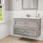 Klassischer Waschtischunterschrank 100 cm in Manor House Grey mit Keramikwaschtisch und 2 Schubladen