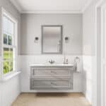 Klassischer Waschtischunterschrank 120 cm in Manor House Grey mit Keramikwaschtisch und 2 Schubladen