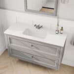Klassischer Waschtischunterschrank 120 cm in Manor House Grey mit Keramikwaschtisch und 2 Schubladen