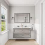 Landhaus-Badezimmermöbel 120 cm in Manor House Grey mit Doppel-Keramikwaschtisch und 2 Schubladen