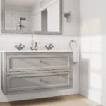 Landhaus-Badezimmermöbel 120 cm in Manor House Grey mit Doppel-Keramikwaschtisch und 2 Schubladen