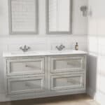 Klassischer Waschtischunterschrank 140 cm in Manor House Grey mit Keramikwaschtisch und 2 Schubladen