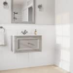 Manor House Grey klassisches Badezimmermöbel 70 cm mit Keramikwaschtisch im Landhausstil
