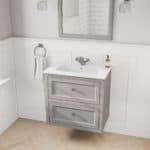 Klassischer Waschtischunterschrank 70 cm in Manor House Grey mit Keramikwaschtisch und 2 Schubladen