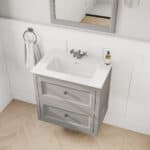 Klassischer Waschtischunterschrank 70 cm in Manor House Grey mit Keramikwaschtisch und 2 Schubladen