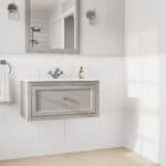 Manor House Grey klassisches Badezimmermöbel 80 cm mit Keramikwaschtisch im Landhausstil