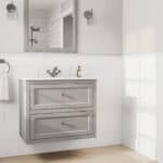 Klassischer Waschtischunterschrank 80 cm in Manor House Grey mit Keramikwaschtisch und 2 Schubladen