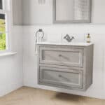 Klassischer Waschtischunterschrank 80 cm in Manor House Grey mit Keramikwaschtisch und 2 Schubladen