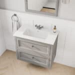 Klassischer Waschtischunterschrank 80 cm in Manor House Grey mit Keramikwaschtisch und 2 Schubladen
