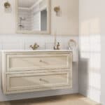 Klassischer Waschtischunterschrank 120 cm in Off-White mit Keramikwaschtisch und 2 Schubladen