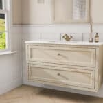 Klassischer Waschtischunterschrank 120 cm in Off-White mit Keramikwaschtisch und 2 Schubladen