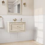 Off-White klassisches Badezimmermöbel 70 cm mit Keramikwaschtisch im Landhausstil