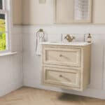Klassischer Waschtischunterschrank 70 cm in Off-White mit Keramikwaschtisch und 2 Schubladen