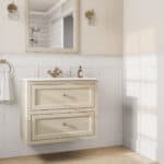 Klassischer Waschtischunterschrank 80 cm in Off-White mit Keramikwaschtisch und 2 Schubladen