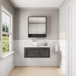 Off-Black klassisches Badezimmermöbel 100 cm im Landhausstil mit Aufsatzwaschbecken