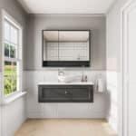 Off-Black klassisches Badezimmermöbel 120 cm im Landhausstil mit Aufsatzwaschbecken (design)