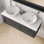 Off-Black klassisches Badezimmermöbel 120 cm im Landhausstil mit Aufsatzwaschbecken