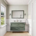 Landhaus-Badezimmermöbel 120 cm in Card Room Green mit Doppel-Keramikwaschtisch und 2 Schubladen