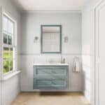 Klassischer Waschtischunterschrank 100 cm in Oval Room Blue mit Keramikwaschtisch und 2 Schubladen