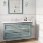 Klassischer Waschtischunterschrank 120 cm in Oval Room Blue mit Keramikwaschtisch und 2 Schubladen