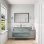 Landhaus-Badezimmermöbel 120 cm in Oval Room Blue mit Doppel-Keramikwaschtisch und 2 Schubladen