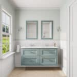 Klassischer Waschtischunterschrank 140 cm in Oval Room Blue mit Keramikwaschtisch und 2 Schubladen
