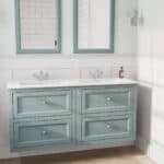 Klassischer Waschtischunterschrank 140 cm in Oval Room Blue mit Keramikwaschtisch und 2 Schubladen