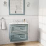 Klassischer Waschtischunterschrank 70 cm in Oval Room Blue mit Keramikwaschtisch und 2 Schubladen