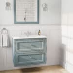 Klassischer Waschtischunterschrank 80 cm in Oval Room Blue mit Keramikwaschtisch und 2 Schubladen