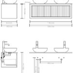 Wandhängendes Badezimmermöbel 120 cm aus dunkler Eiche mit eine Schublade und Granitplatte (design)