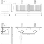 Wandhängendes Badezimmermöbel 140 cm aus dunkler Eiche mit Landhausfront und Keramikwaschtisch